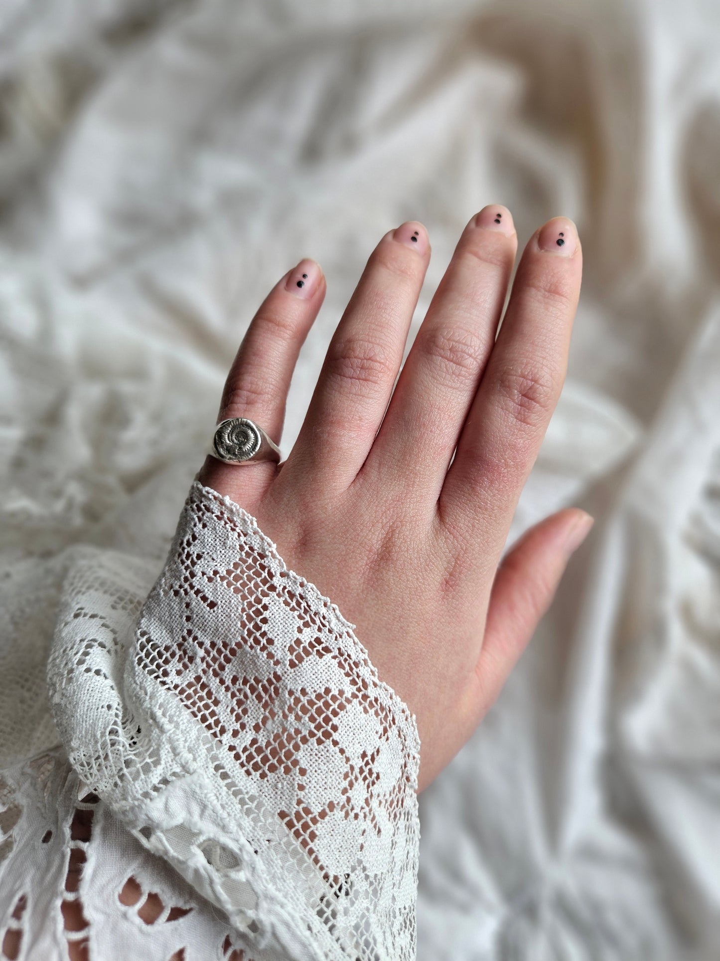 Ammonite ring - 99.9 Fine Silver