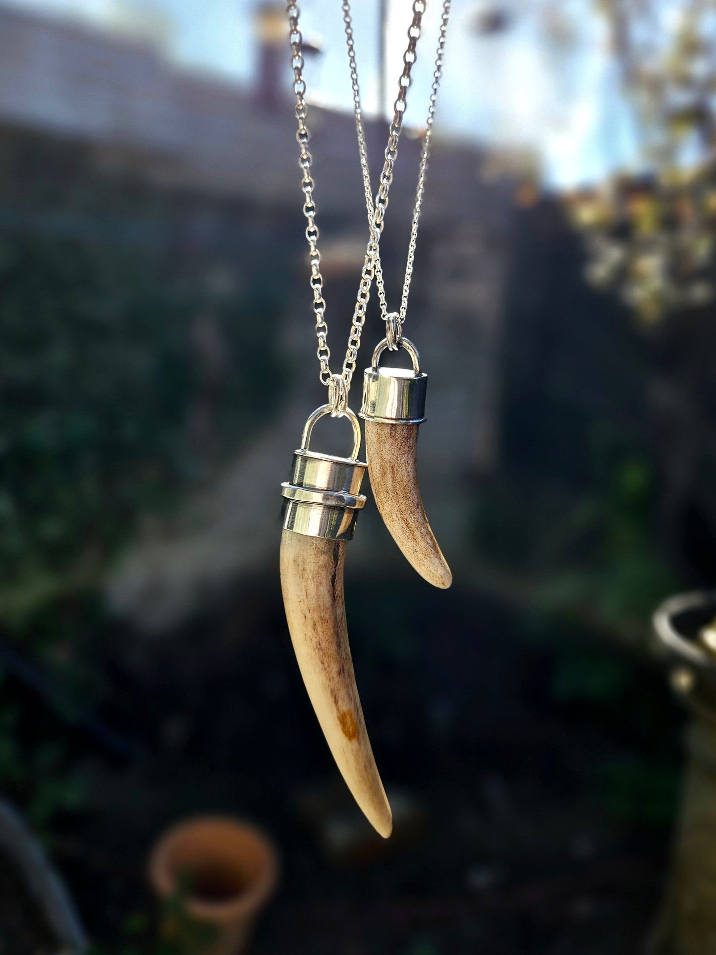 Antler Pendant in Sterling Silver - Large