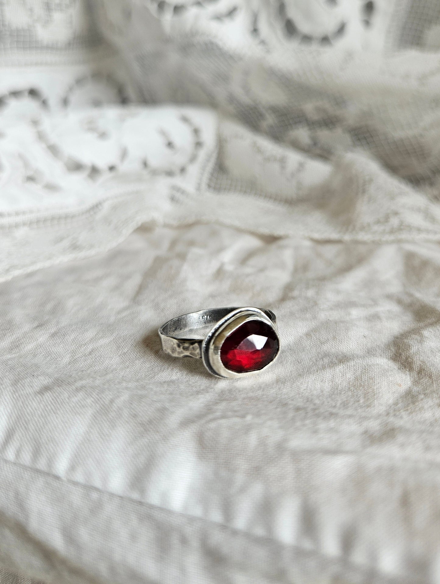 Garnet ring - Sterling Silver