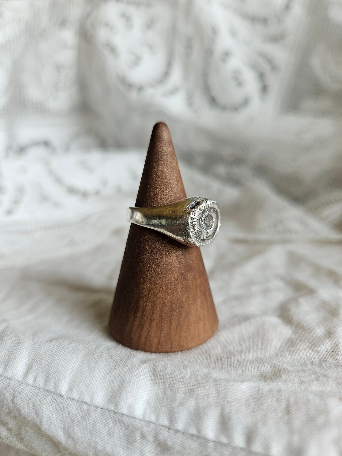 Ammonite ring - 99.9 Fine Silver