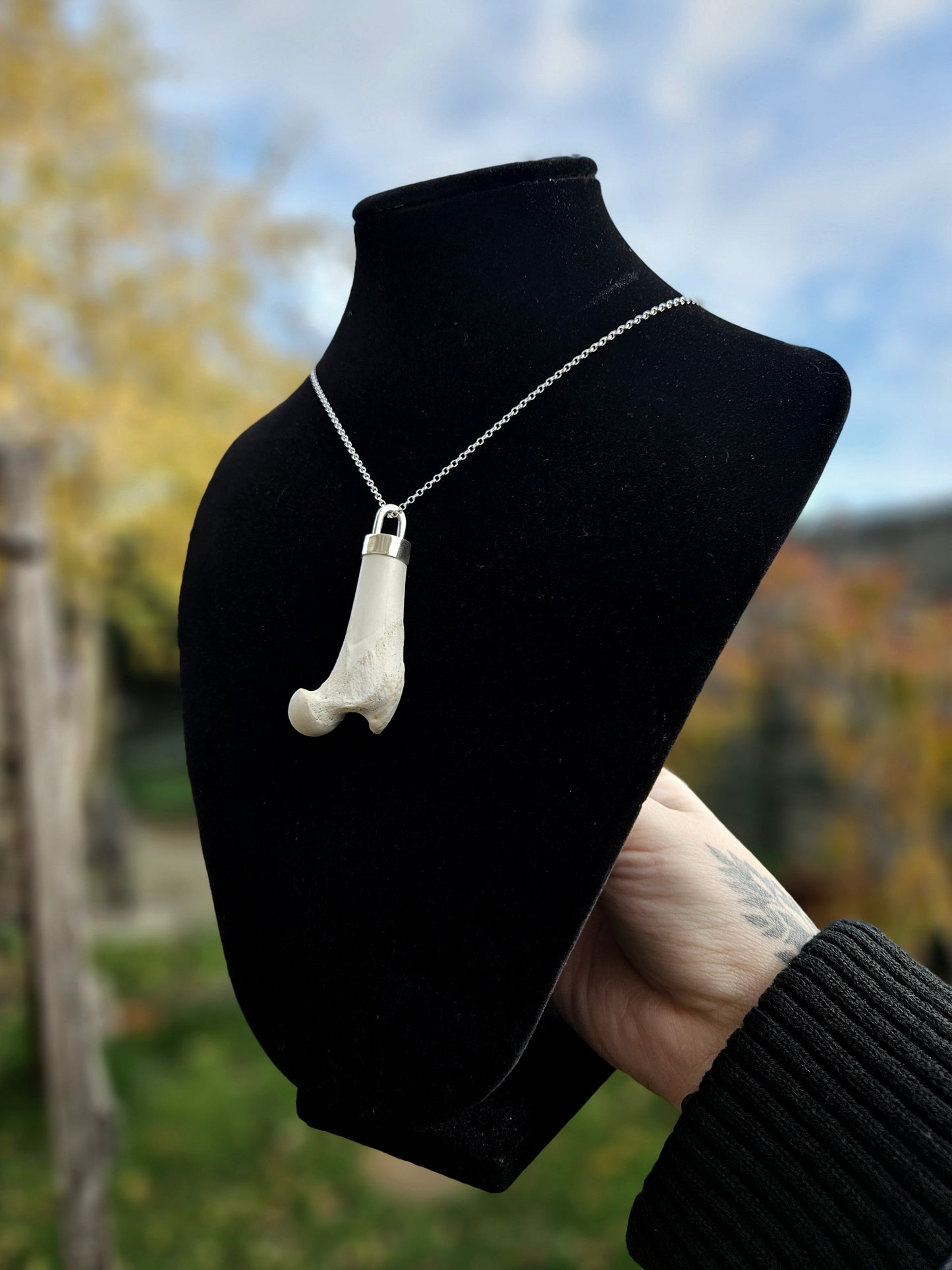 Fox bone pendants in 925 Sterling silver (pendant only)