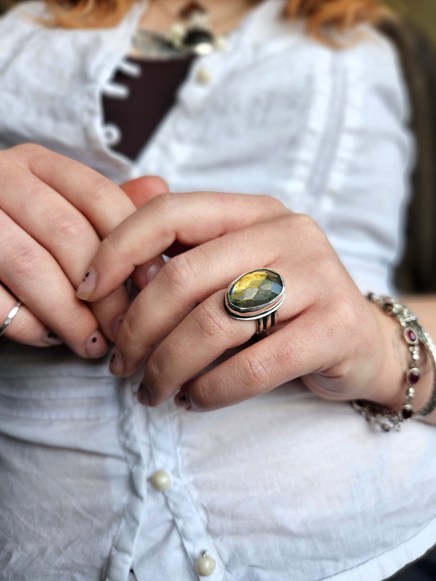 Chunky Labradorite ring - Sterling Silver