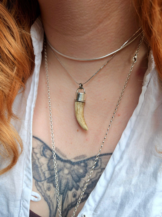 Antler Pendant in Sterling Silver - Small