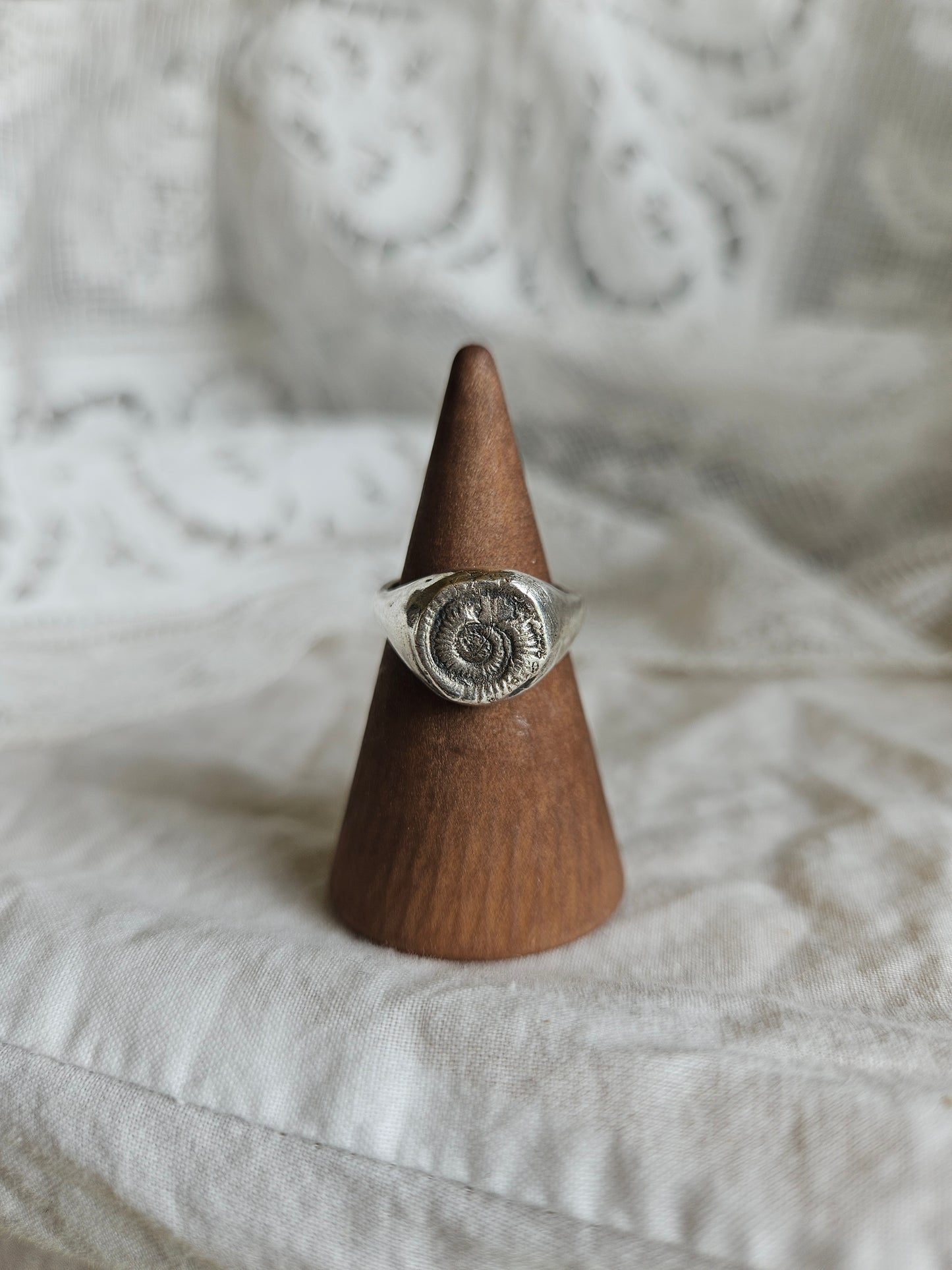Ammonite ring - 99.9 Fine Silver