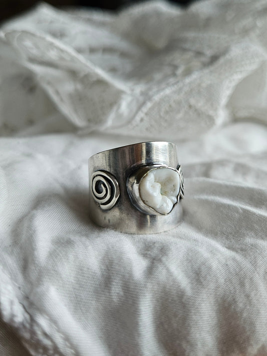 Chunky Human Tooth Ring - Sterling Silver