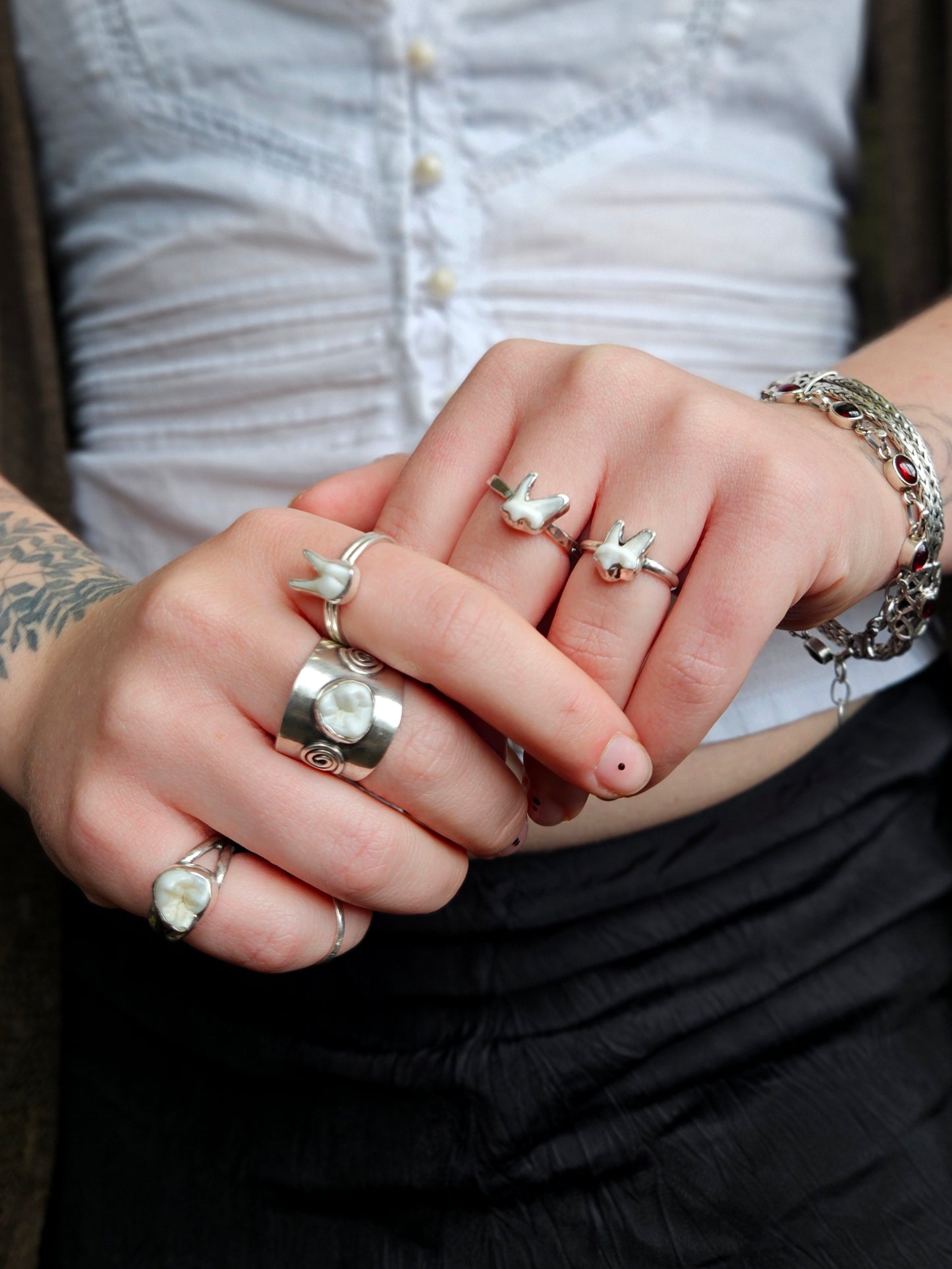 Chunky Human Tooth Ring - Sterling Silver