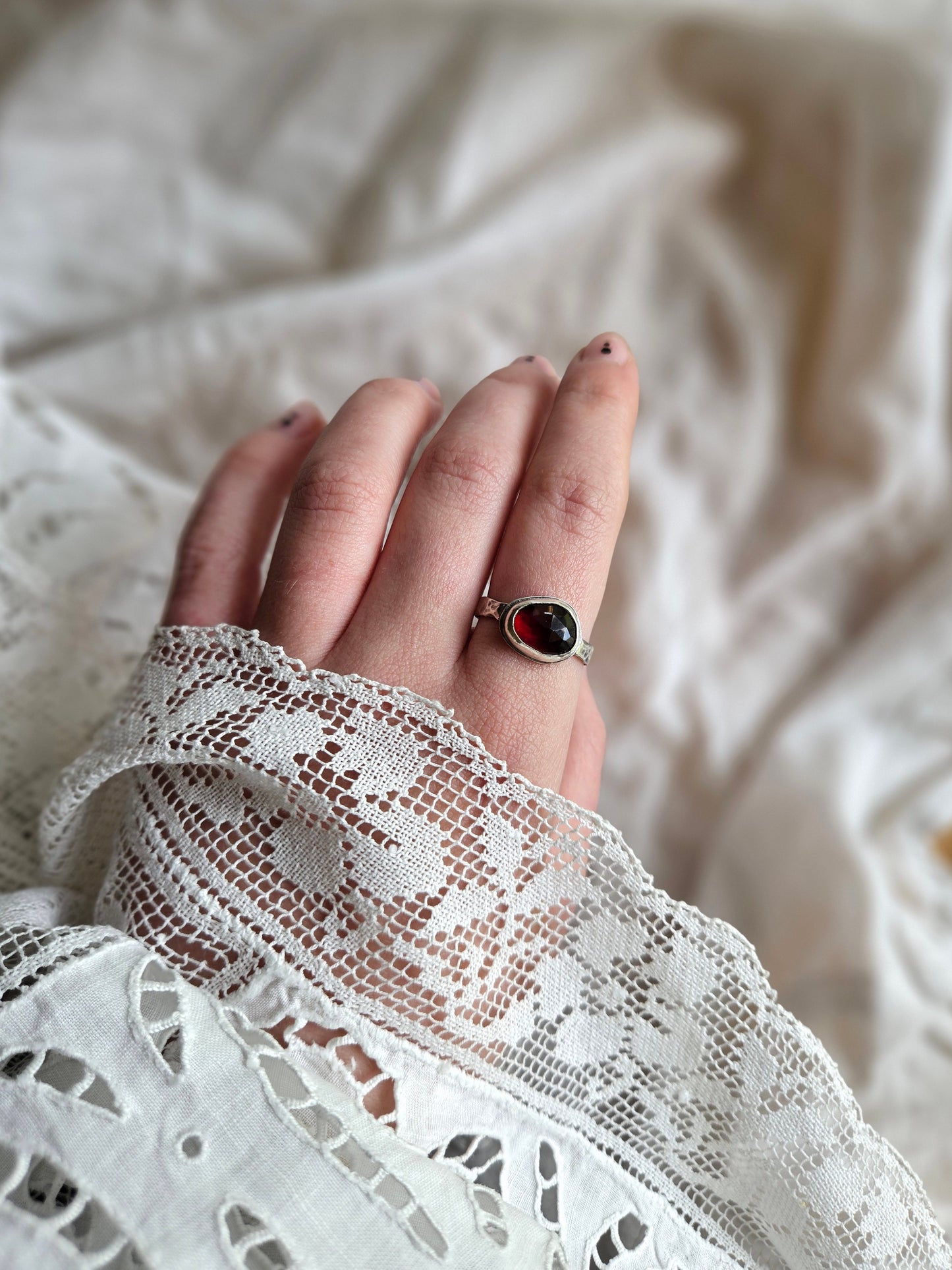 Garnet ring - Sterling Silver