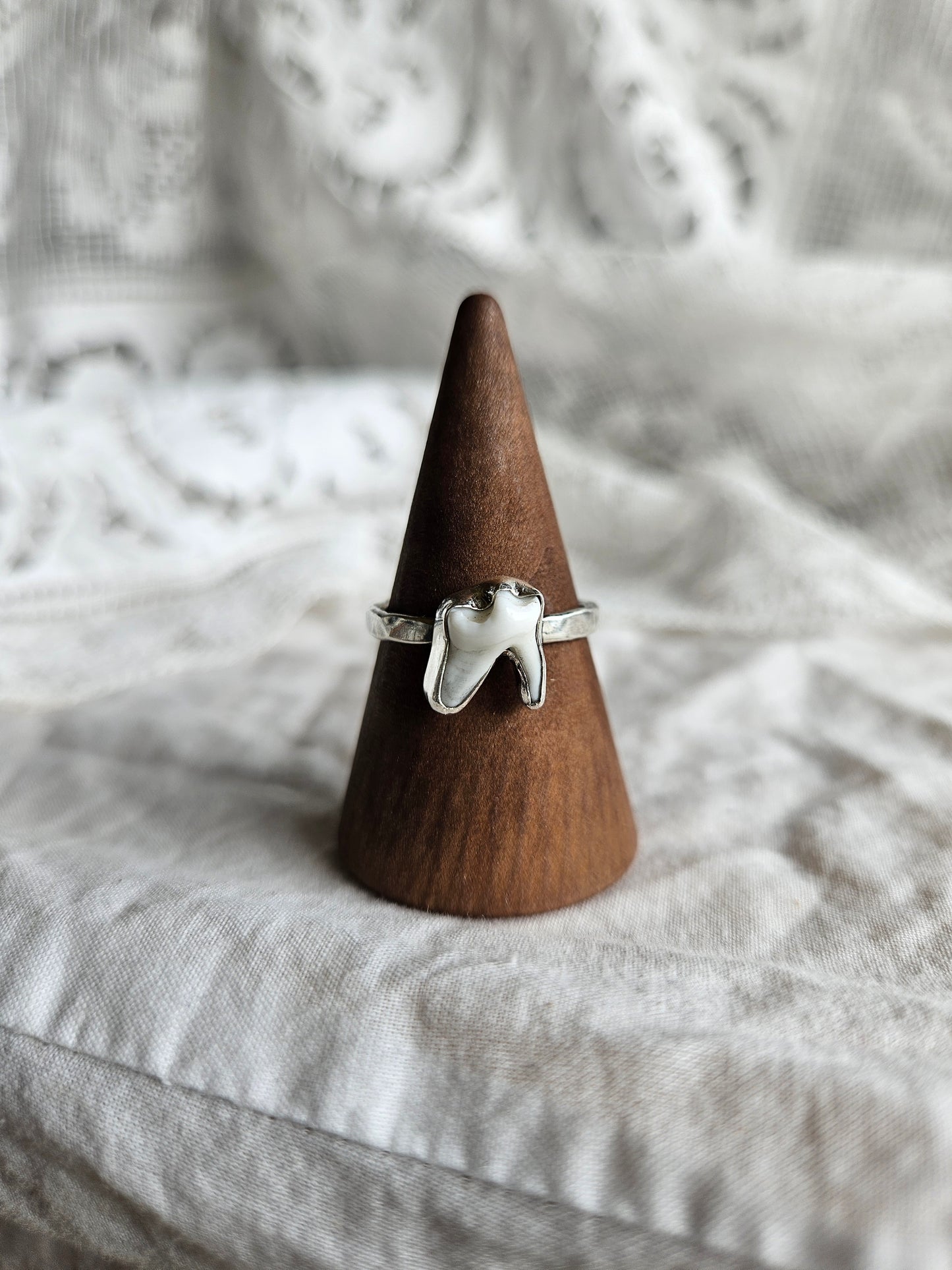 Fox Tooth Textured Ring - Sterling Silver