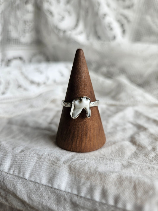Fox Tooth Textured Ring - Sterling Silver