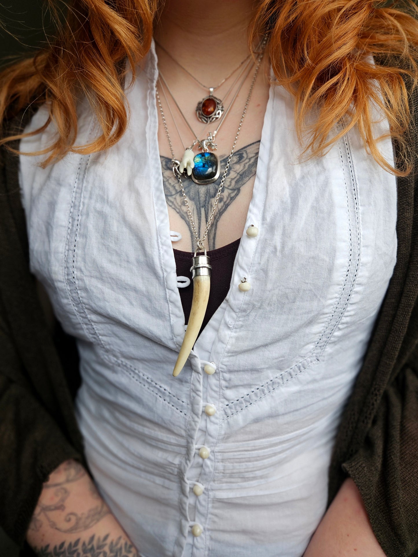 Antler Pendant in Sterling Silver - Large