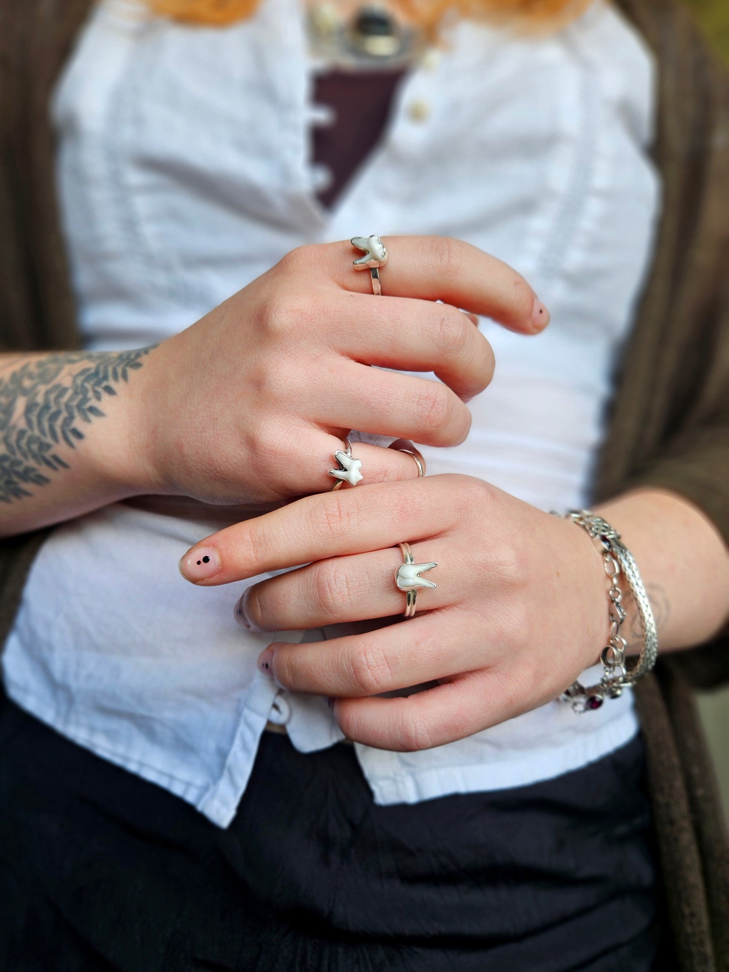 Muntjac Tooth Ring - Sterling Silver