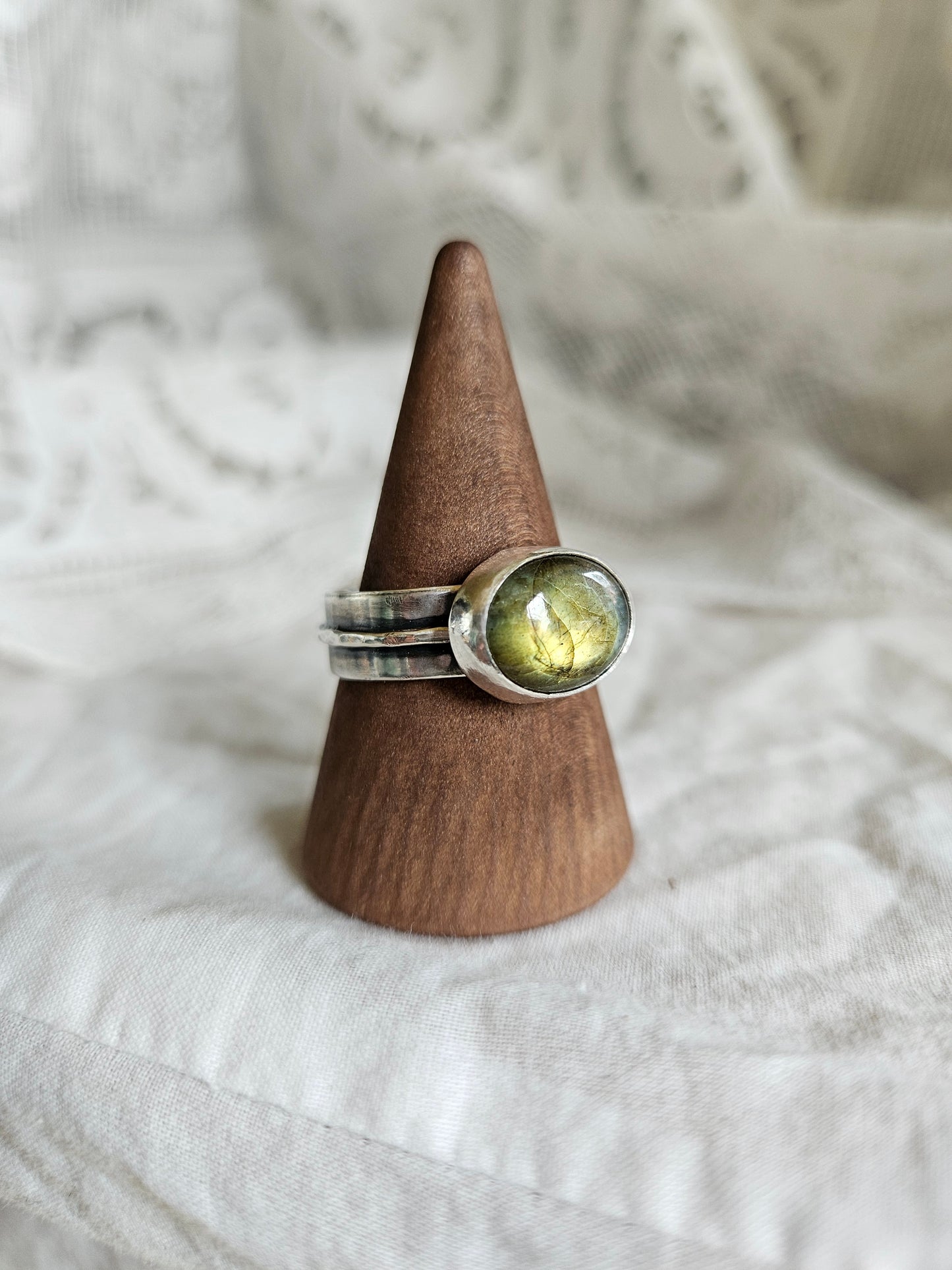 Labradorite Layered Band ring - Sterling Silver