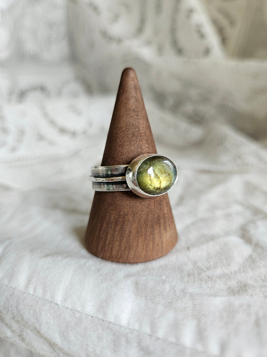 Labradorite Layered Band ring - Sterling Silver