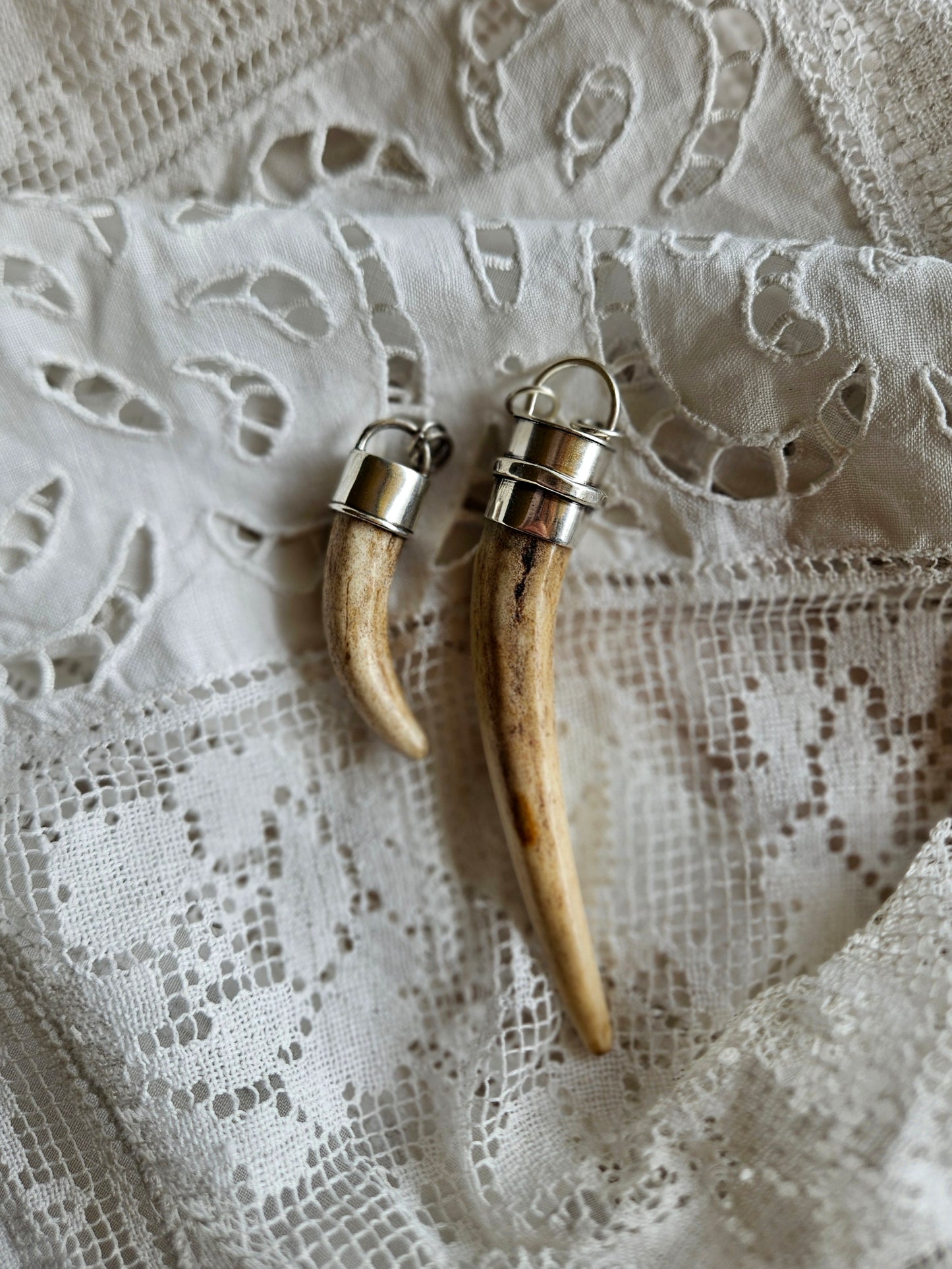 Antler Pendant in Sterling Silver - Large