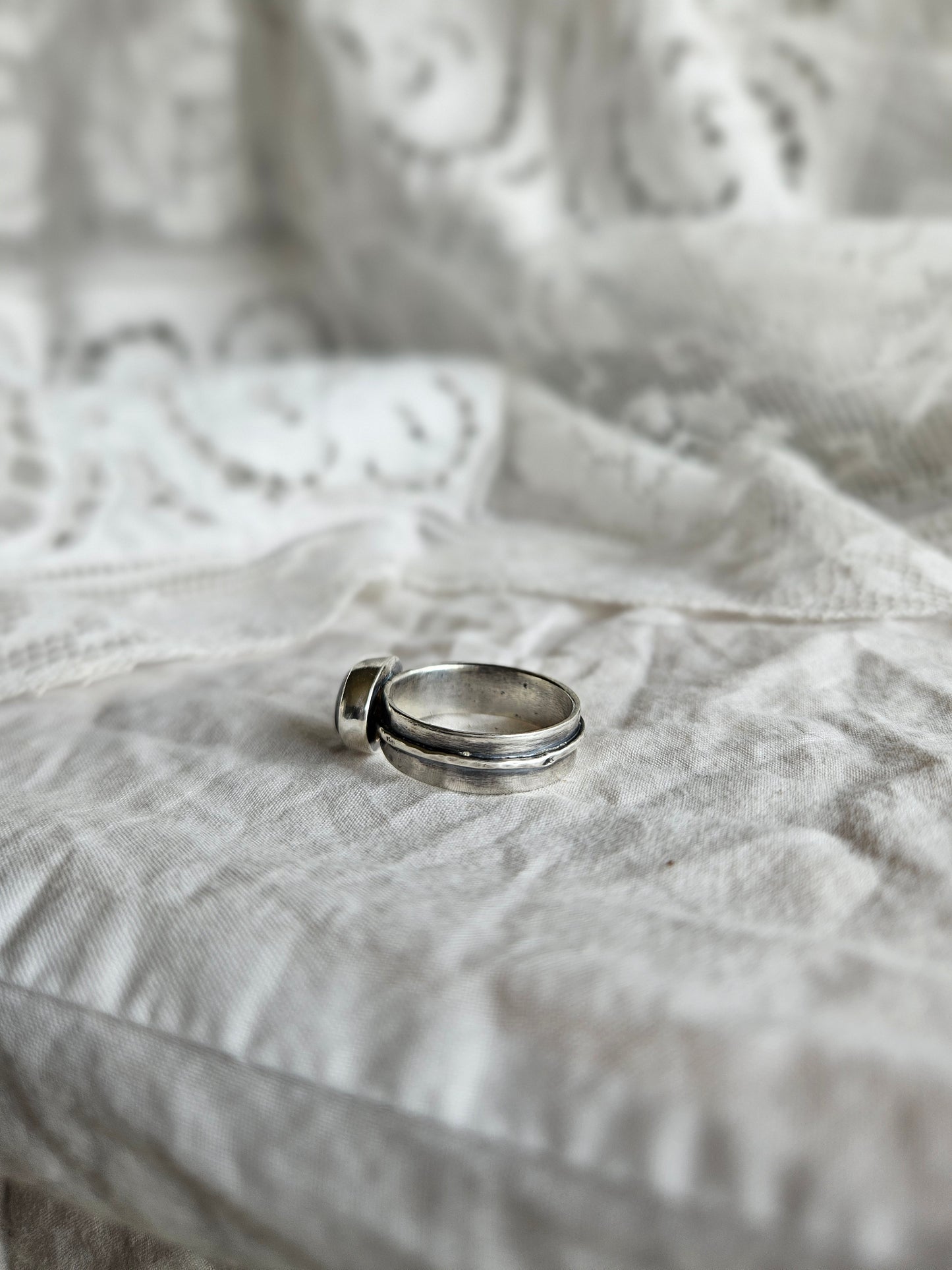 Labradorite Layered Band ring - Sterling Silver
