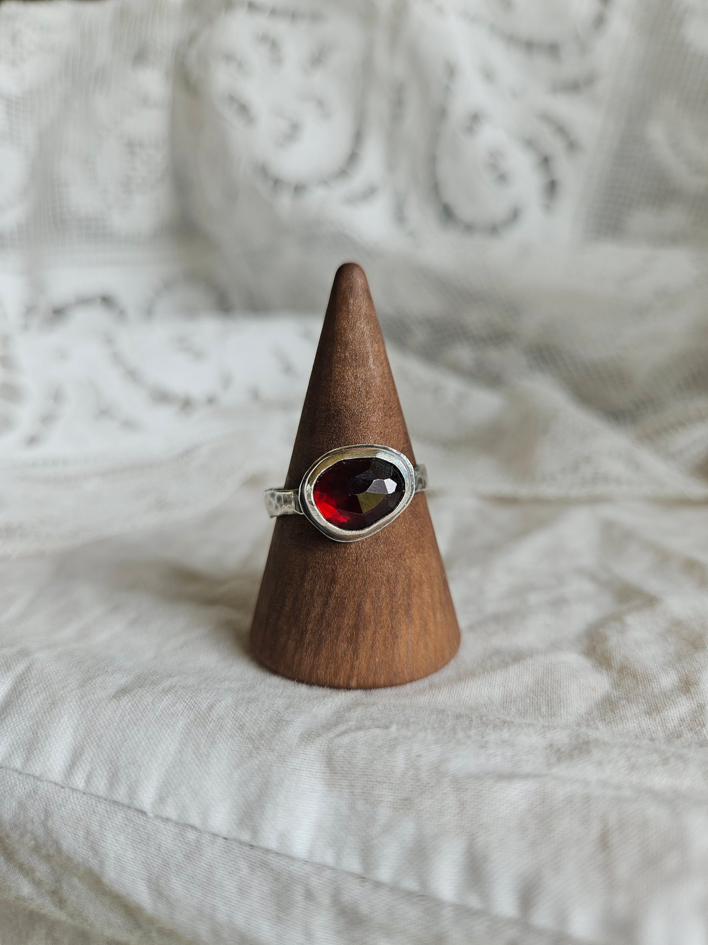 Garnet ring - Sterling Silver