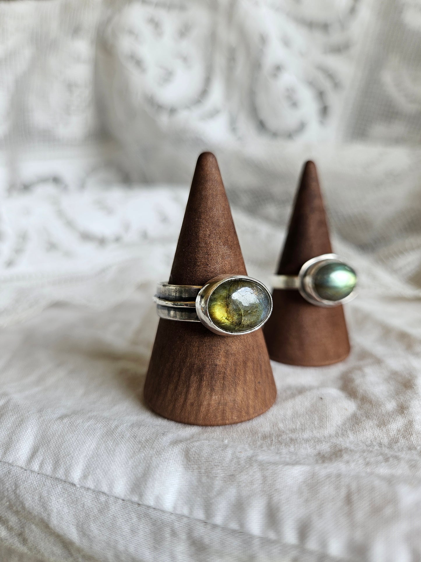 Labradorite Layered Band ring - Sterling Silver