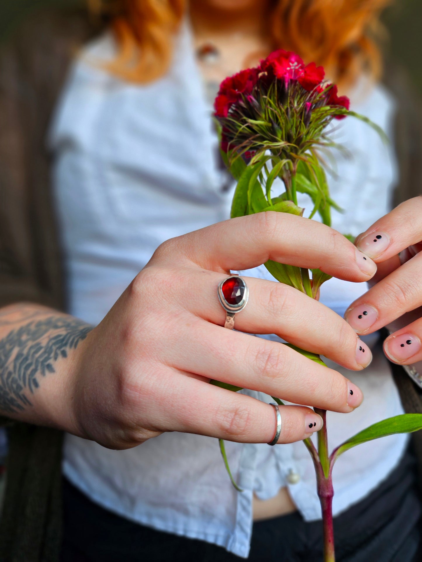 Garnet ring - Sterling Silver