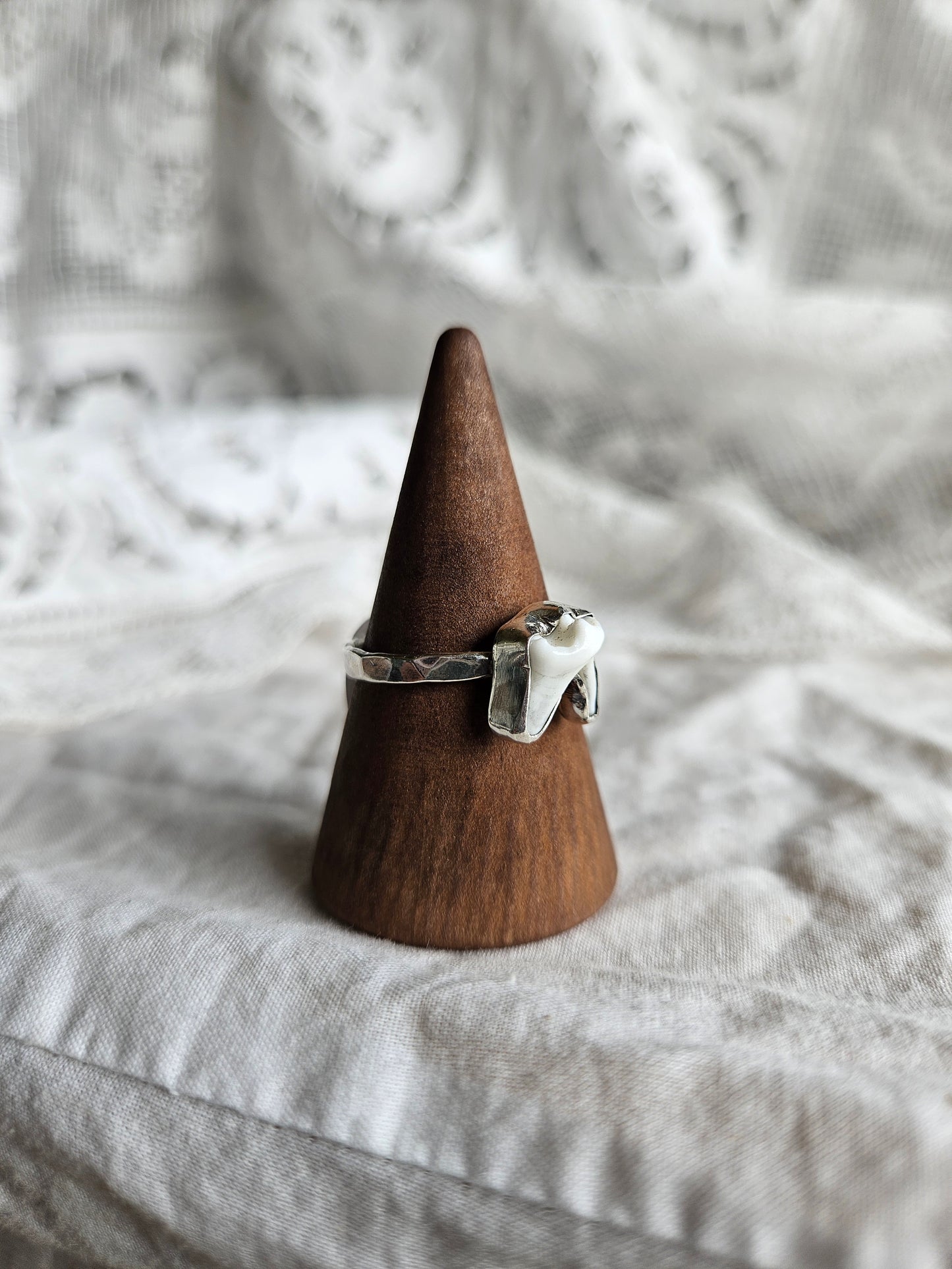 Fox Tooth Textured Ring - Sterling Silver