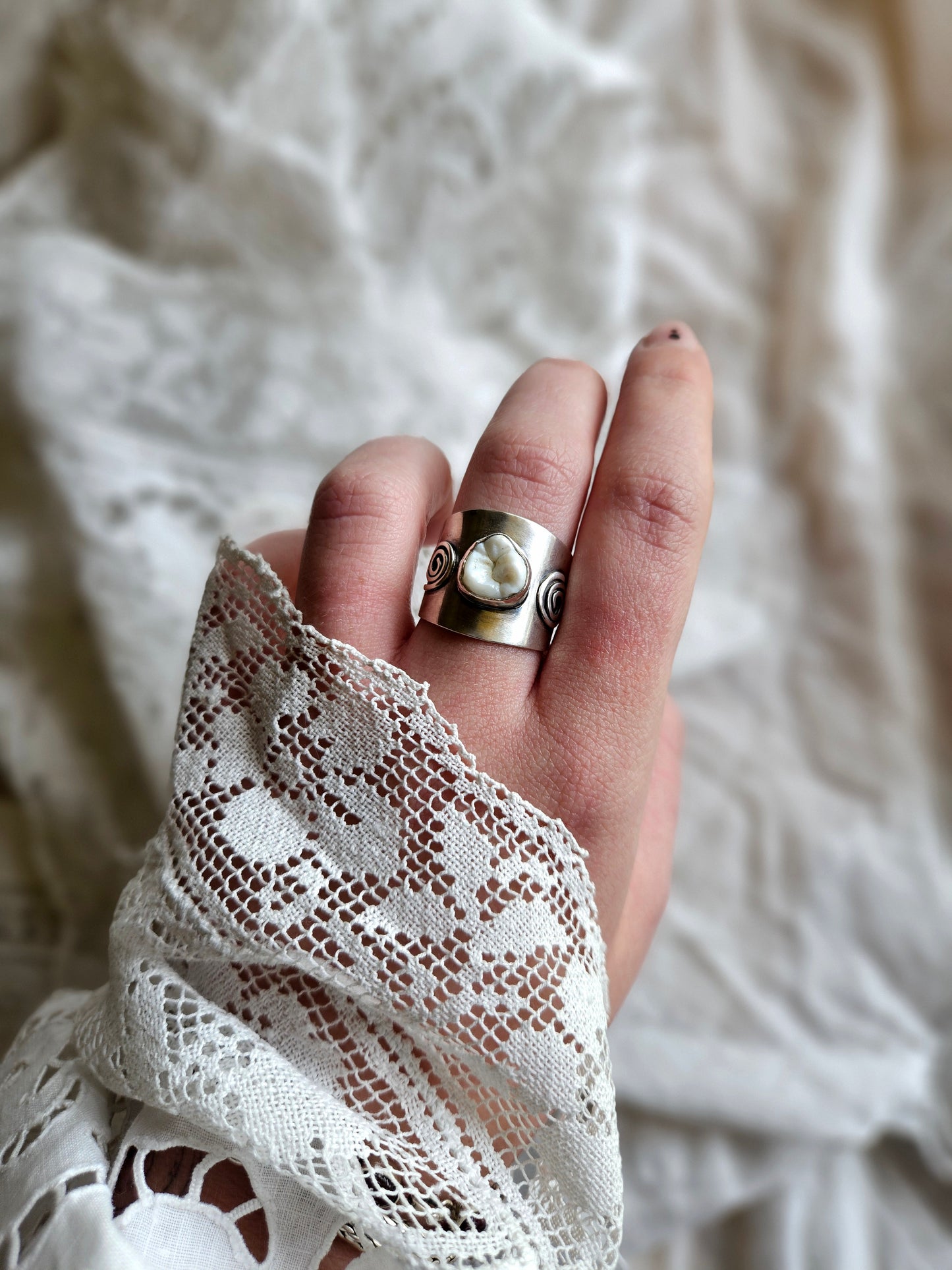 Chunky Human Tooth Ring - Sterling Silver