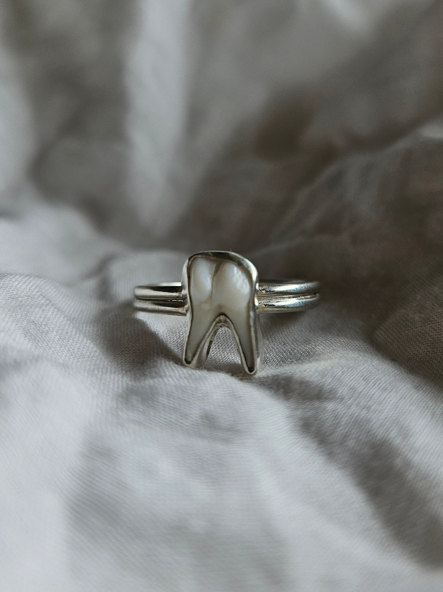 Muntjac Tooth Ring - Sterling Silver