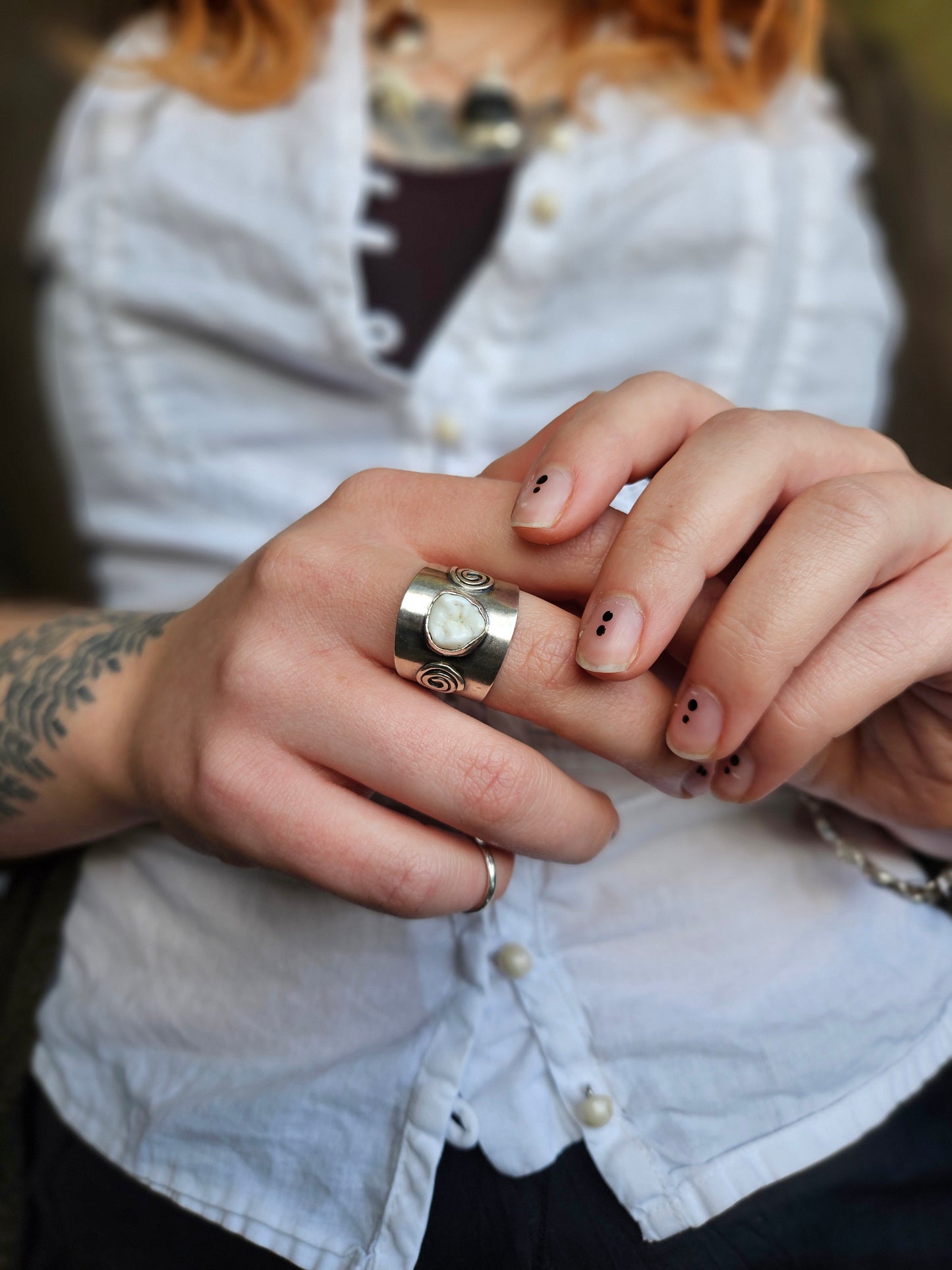 Chunky Human Tooth Ring - Sterling Silver