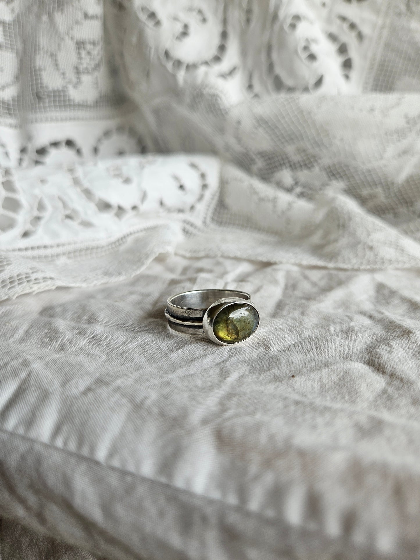 Labradorite Layered Band ring - Sterling Silver