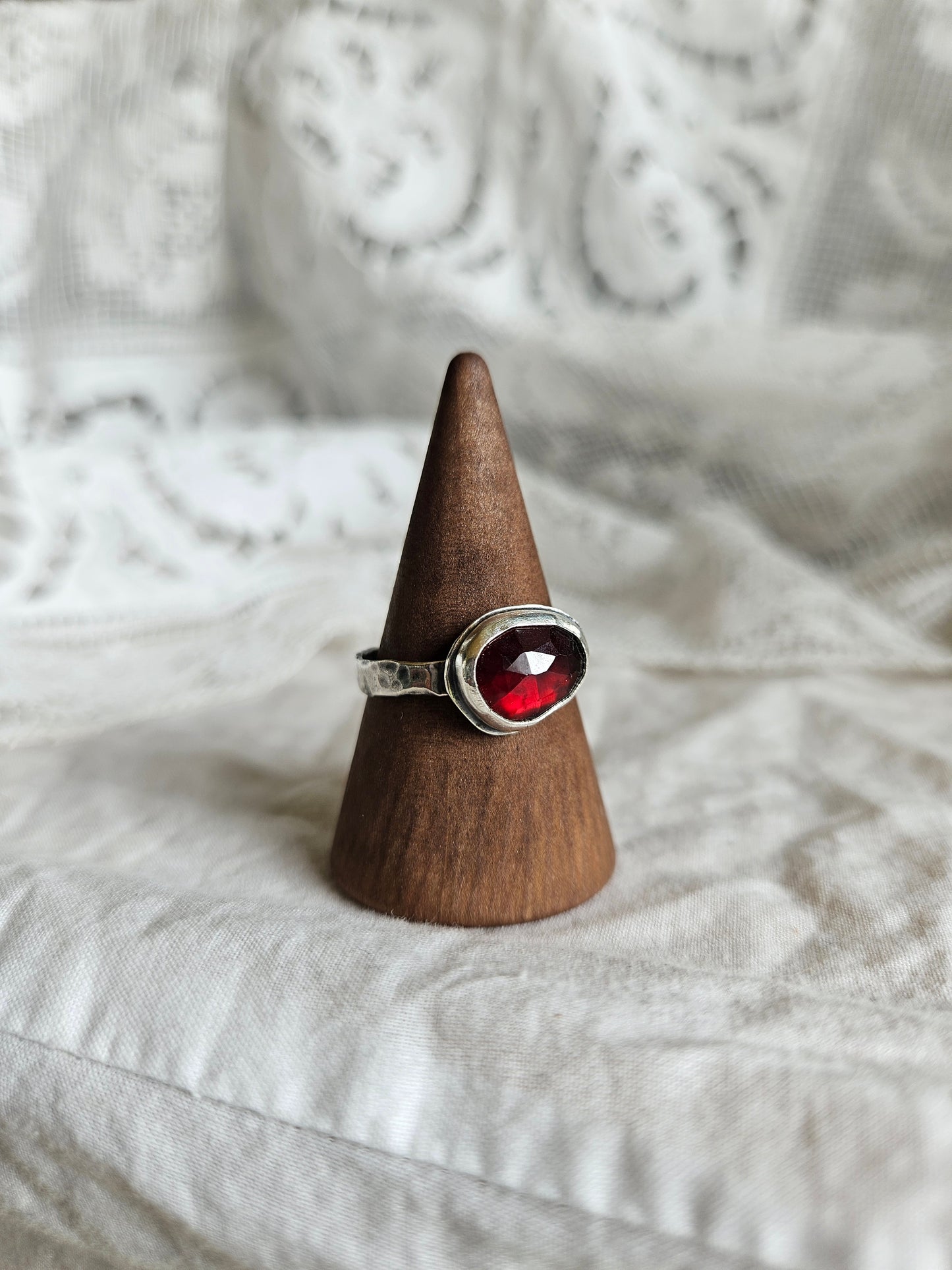 Garnet ring - Sterling Silver